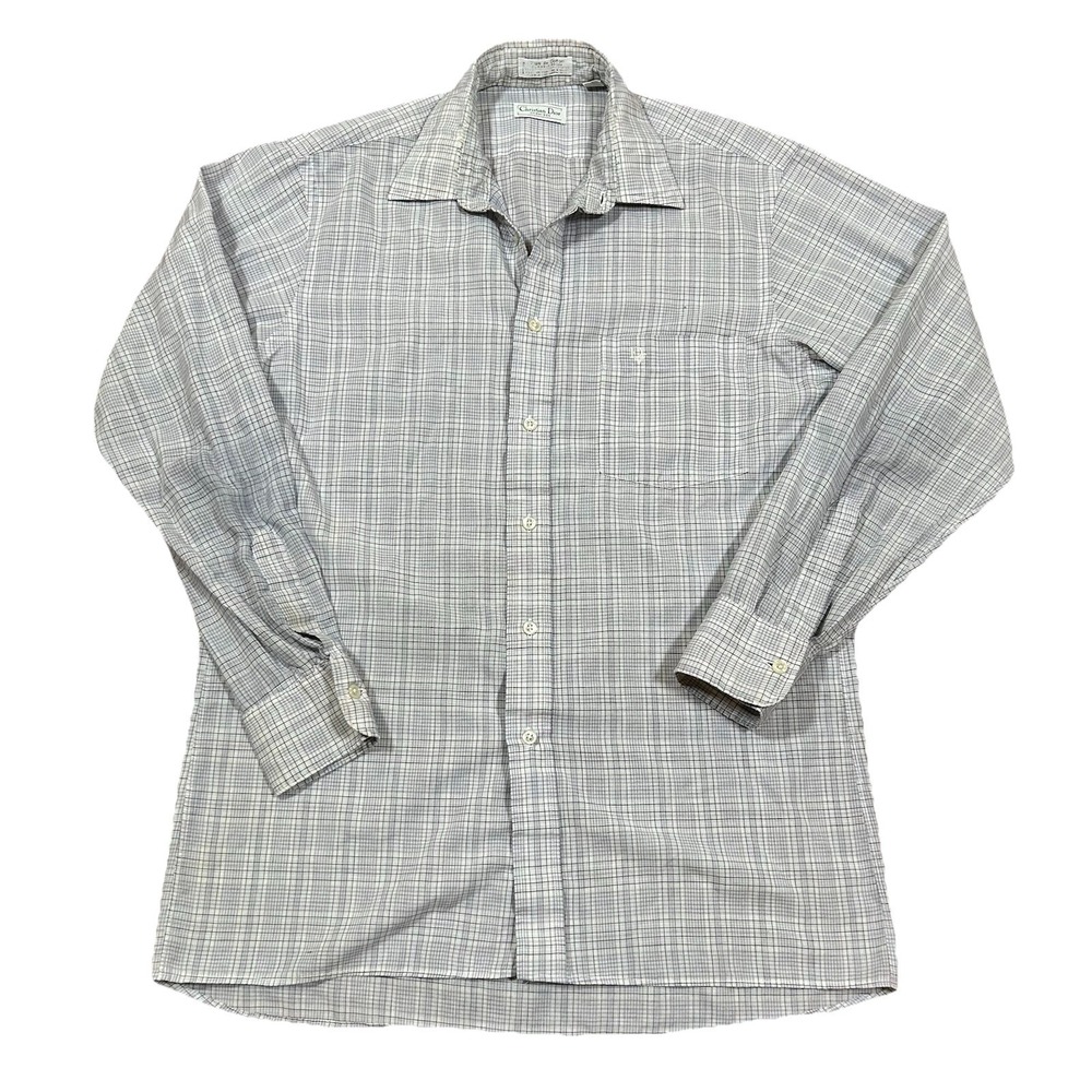 Vintage Christian Dior Chemises L/S Button Down Stripe Shirt Size 15 32/33